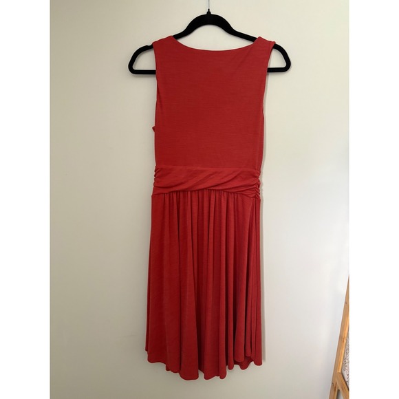 Maeve Nora Textured Sleeveless Dress in Rust Anthropologie V Neck Wrap Midi Sz S - Picture 7 of 10